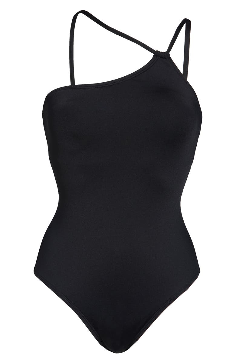 La Blanca Goddess One-Shoulder One-Piece Swimsuit, Alternate, color, Black