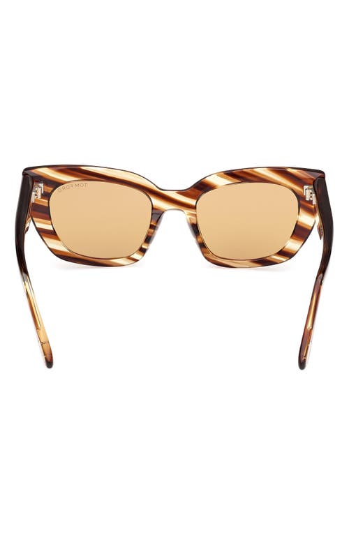Tom Ford Athena Acetate Cat-eye Sunglasses In Striped Brown/yellow
