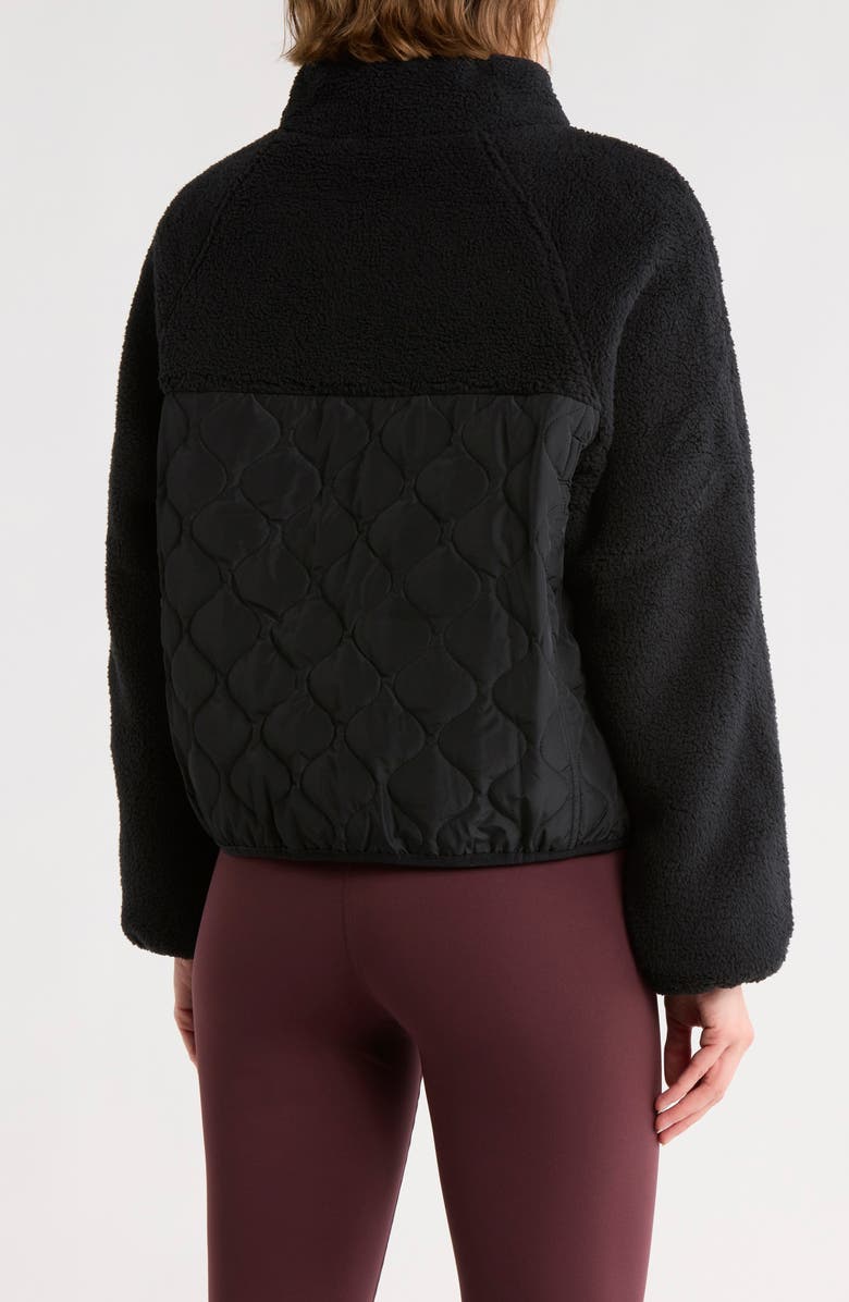 Z by Zella Faux Shearling Mixed Media Jacket, Alternate, color, Black