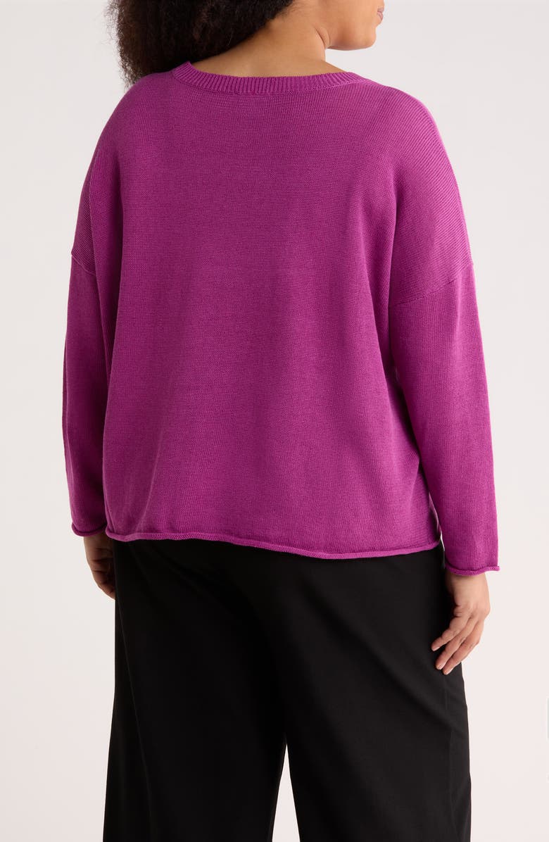 Eileen Fisher Organic Linen & Organic Cotton Sweater, Alternate, color, Grape