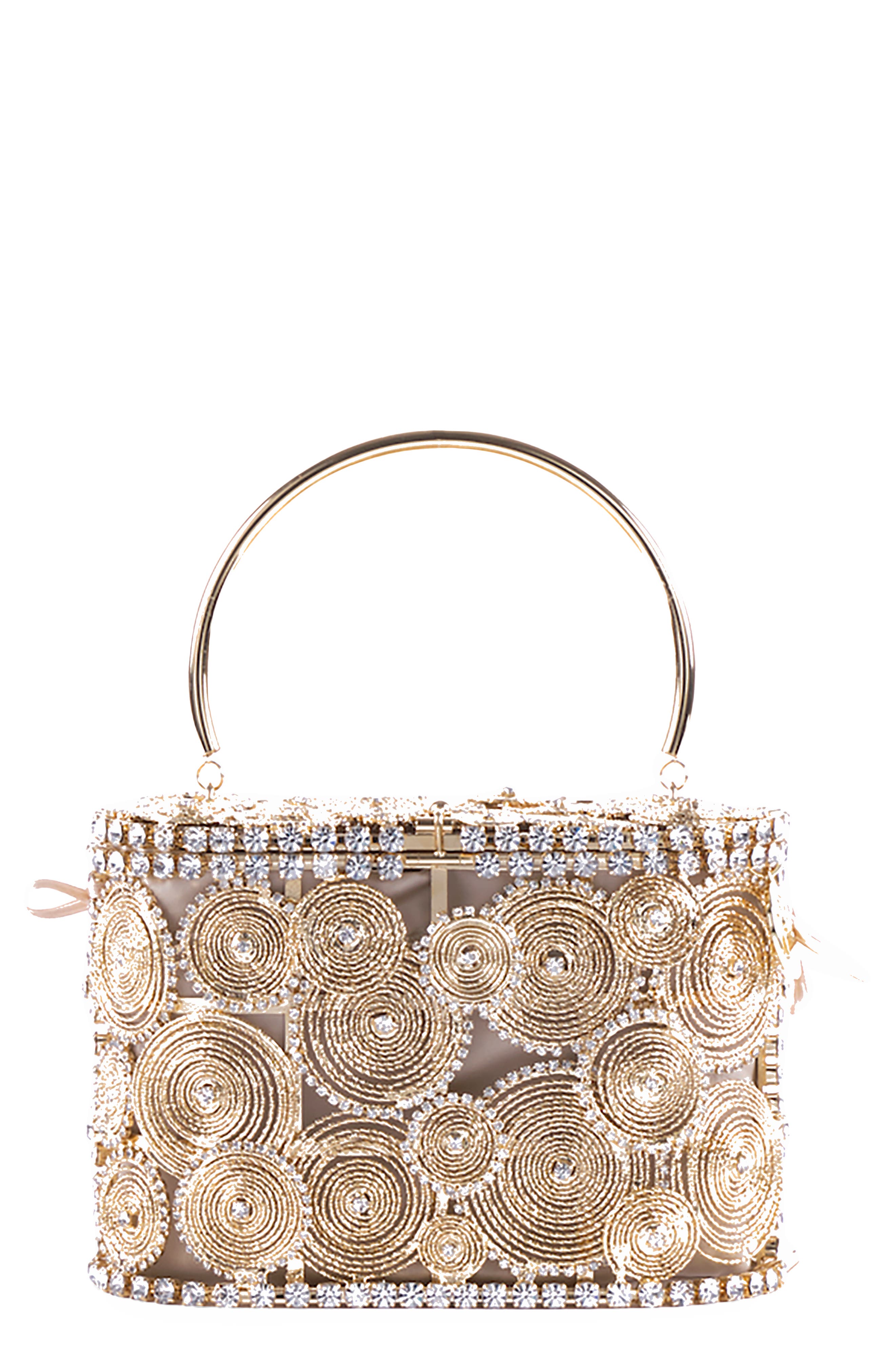 Rosantica Holli Spiral Crystal Embellished Handbag, Main, color, 