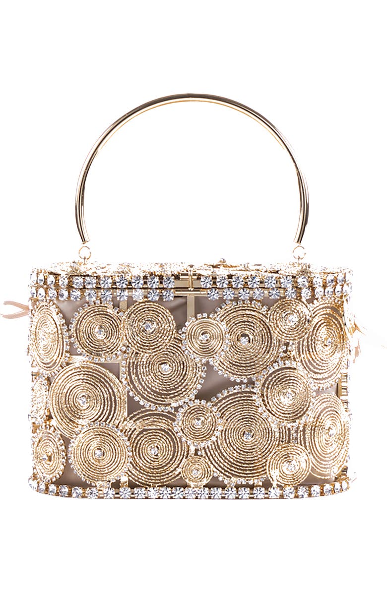 Rosantica Holli Spiral Crystal Embellished Handbag, Main, color,