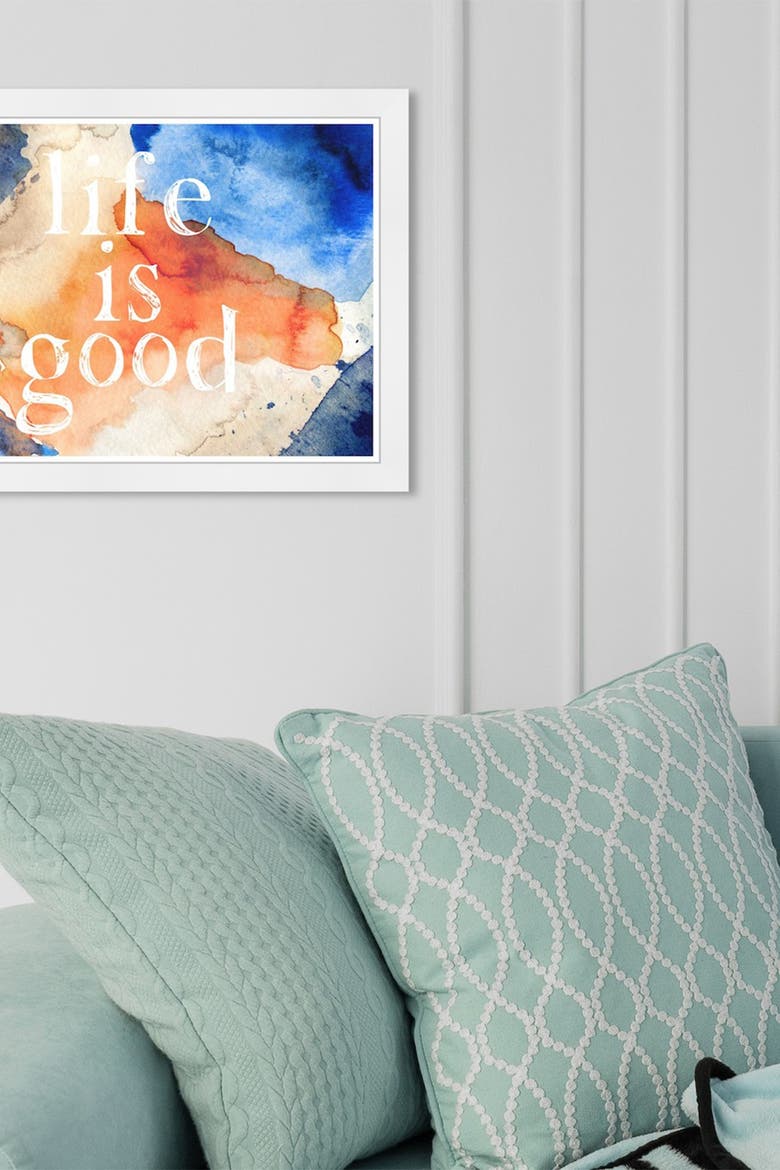 Life Is Good Coral Orange Framed Wall Art, Main, color, ORANGE