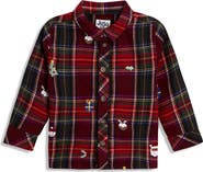 JOJO MAMAN BEBE Kids' Christmas Embroidery Plaid Woven Shirt