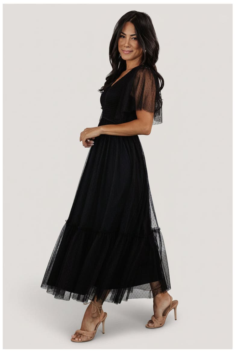 Martha Smocked Tulle Dress, Alternate, color, Black