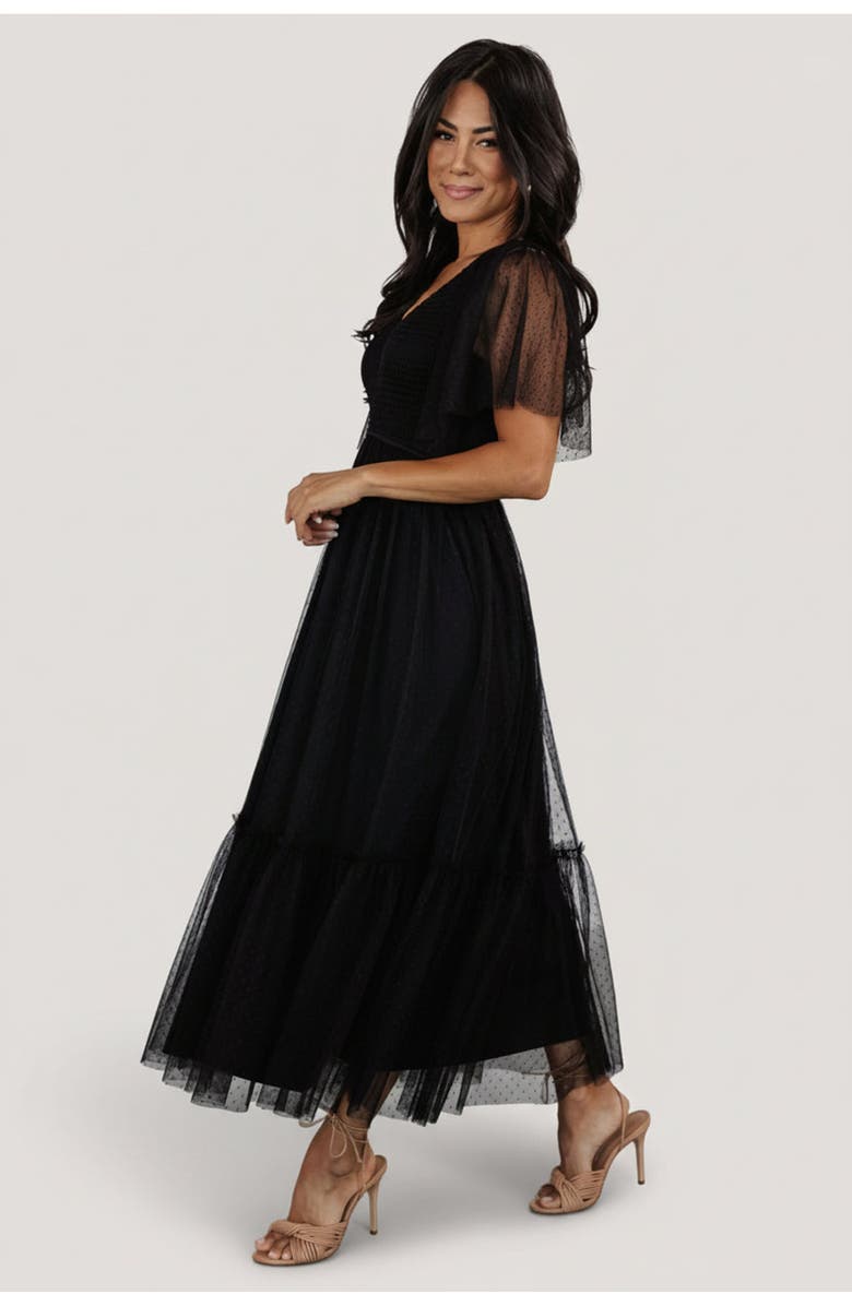 Baltic Børn Martha Smocked Tulle Dress, Alternate, color, Black