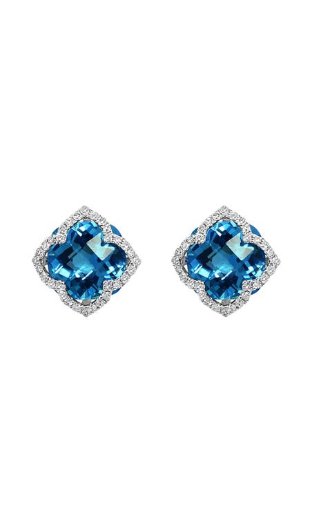 14K White Gold Ocean Majesty London Blue Topaz Earrings