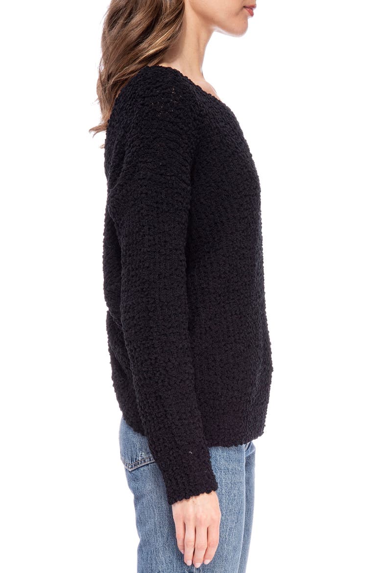 Popcorn Twist Back Sweater, Alternate, color, IVORY/ BLACK