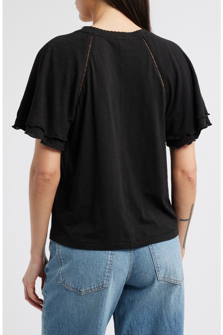 Flutter Sleeve Top, Alternate, color, BLACK