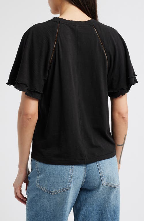 Wit & Wisdom Flutter Sleeve Top In Black