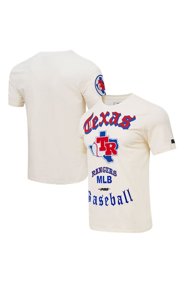 PRO STANDARD Men's Pro Standard Cream Texas Rangers Cooperstown Collection Old English T-Shirt, Main, color, Cream