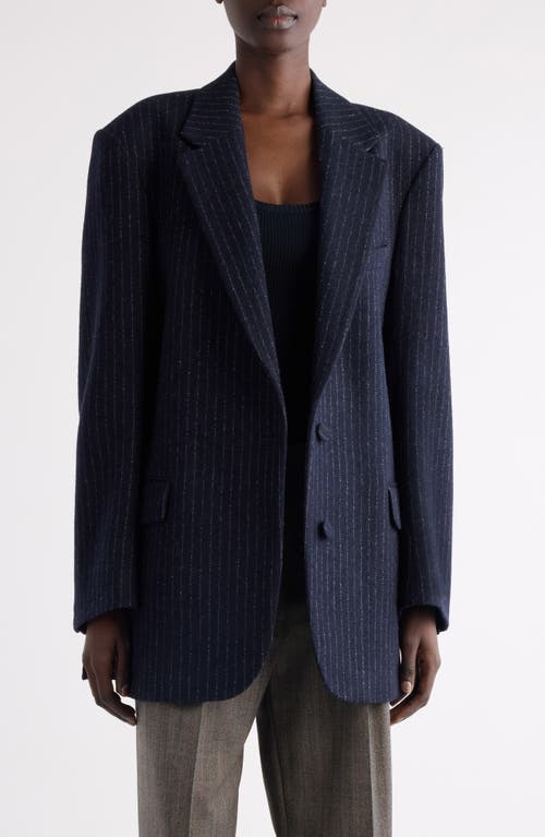 Dries Van Noten Birdy Pinstripe Wool Blend Blazer in Navy  product