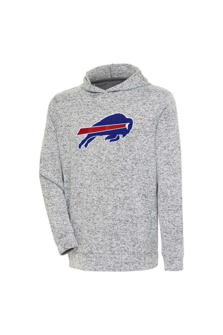 Men's Antigua Heathered Gray Buffalo Bills Absolute Chenille Pullover Hoodie, Alternate, color, Heather Gray