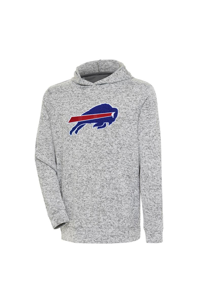 ANTIGUA Men's Antigua Heathered Gray Buffalo Bills Absolute Chenille Pullover Hoodie, Alternate, color, 