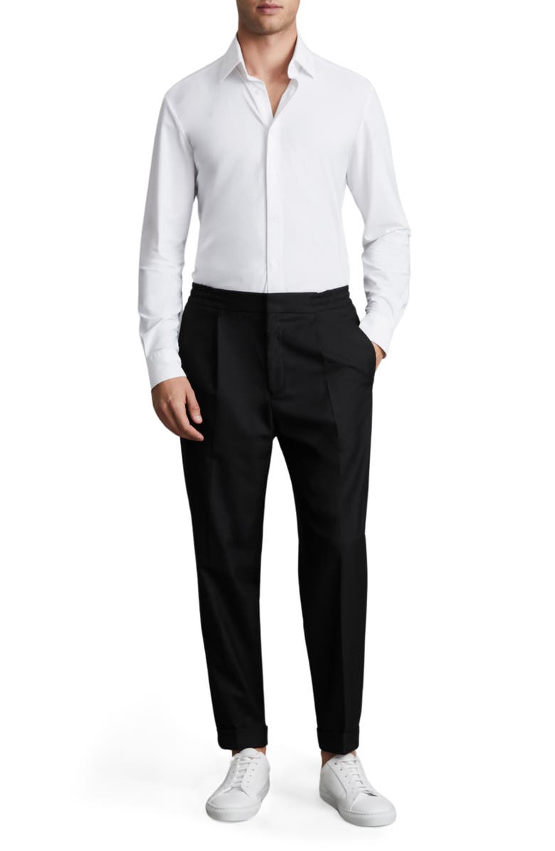 Reiss Brighton Pleated Recycled Polyester Blend Pants, Alternate, color, Black