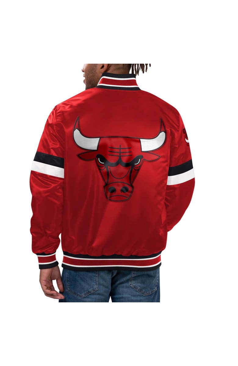 STARTER Men's Starter Red Chicago Bulls Home Game Satin Full-Snap Varsity Jacket, Alternate, color, 