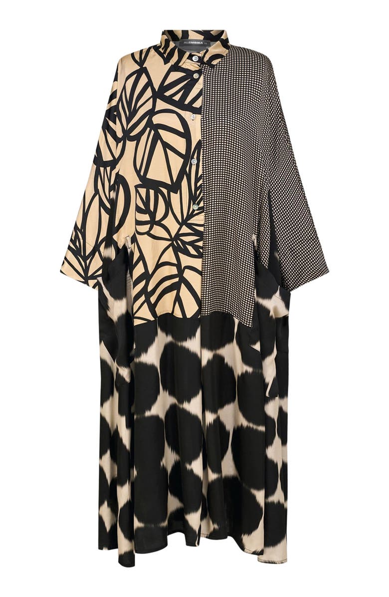 Alembika Serene mixed print relaxed maxi shirt-dress, Alternate, color, 