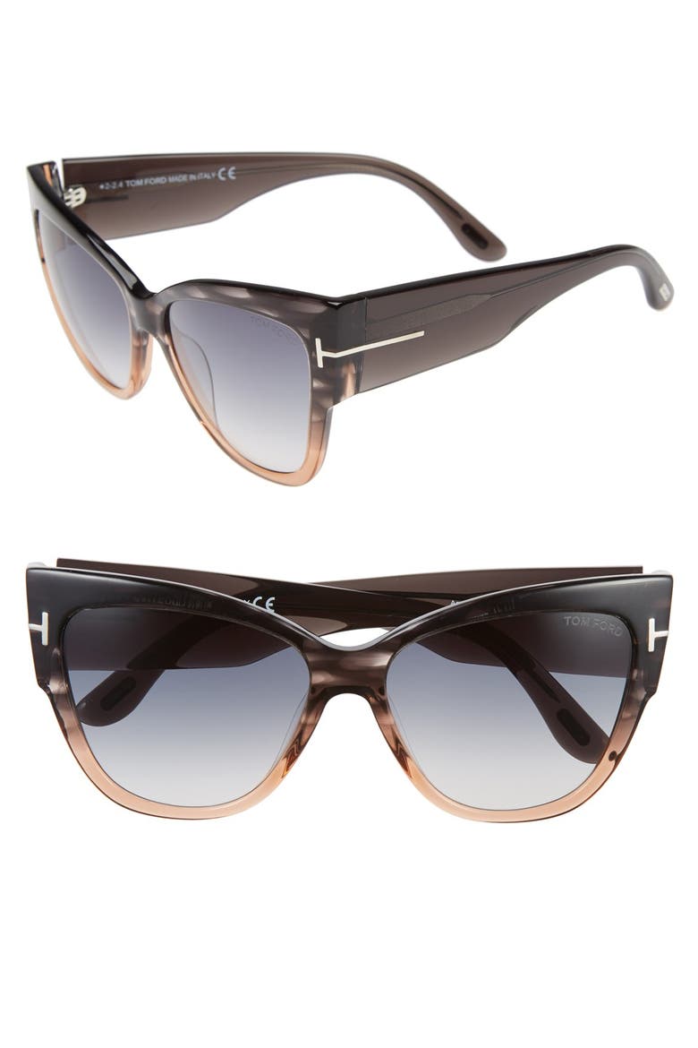 Anoushka 57mm Gradient Cat Eye Sunglasses, Main, color, GREY/ PEACH/ GRADIENT GREY