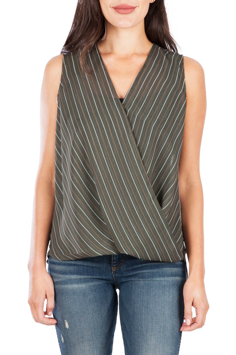 Calla Sleeveless Wrap Front Top, Main, color, OLIVE