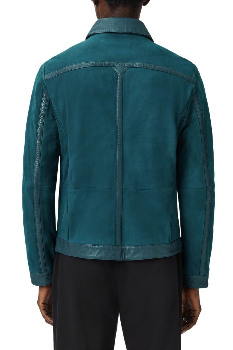 Jaxon Leather Trim Suede Jacket, Alternate, color, PEACOCK BLUE
