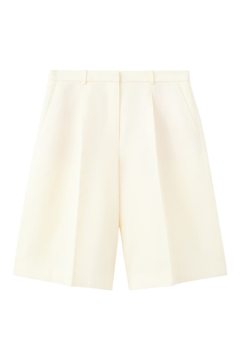 Straight Linen Blend Bermuda Shorts, Main, color, OFF WHITE