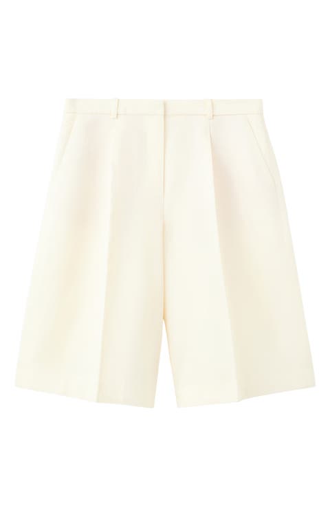 Straight Linen Blend Bermuda Shorts