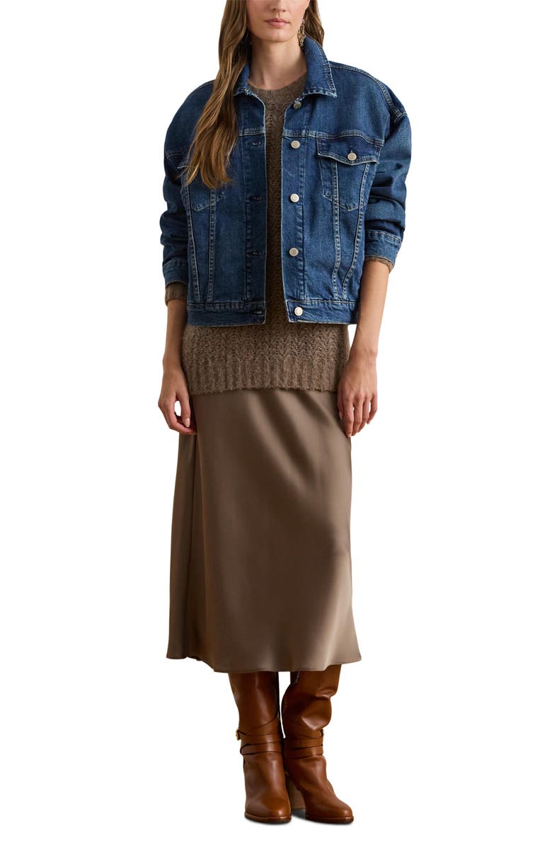 Lauren Ralph Lauren Denim Trucker Jacket, Alternate, color, Atecco Wash