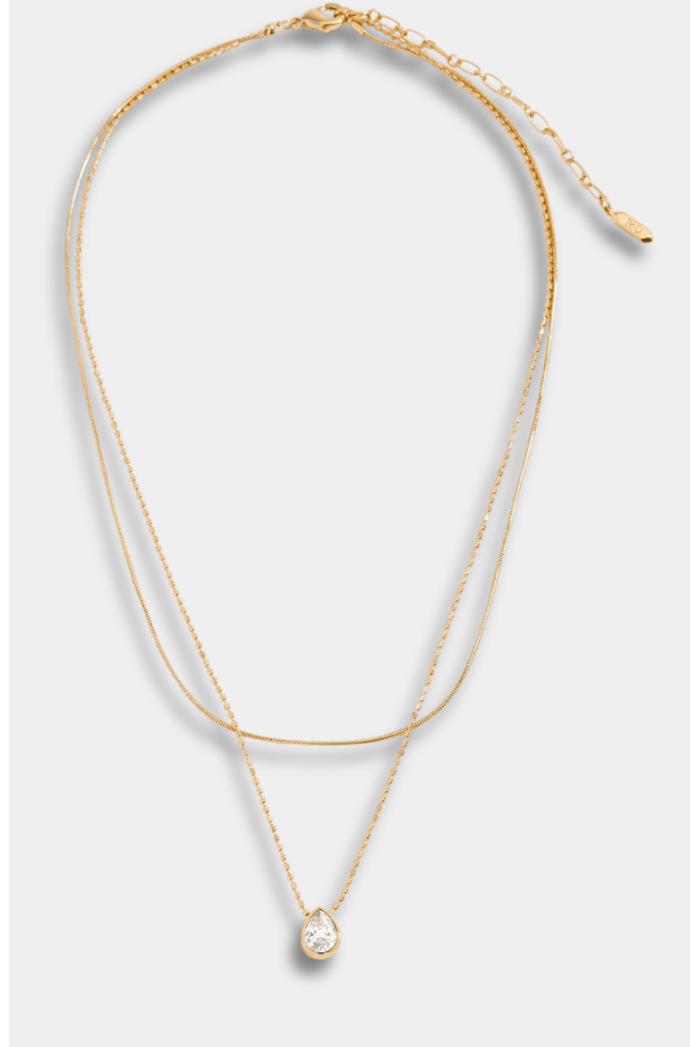 Elisa Layered Necklace, Reversible Pear Pendant, Alternate, color, Gold