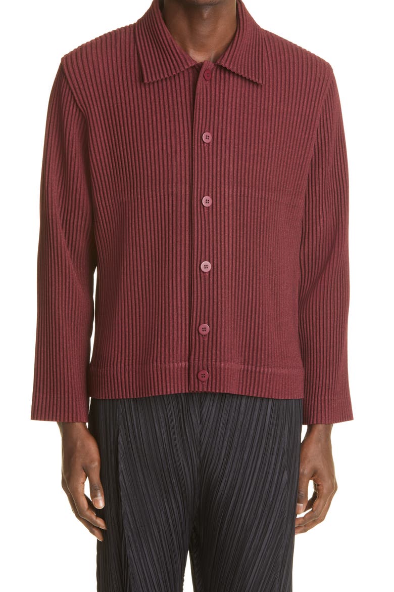 Pleated Shirt Jacket, Main, color, BORDEAUX