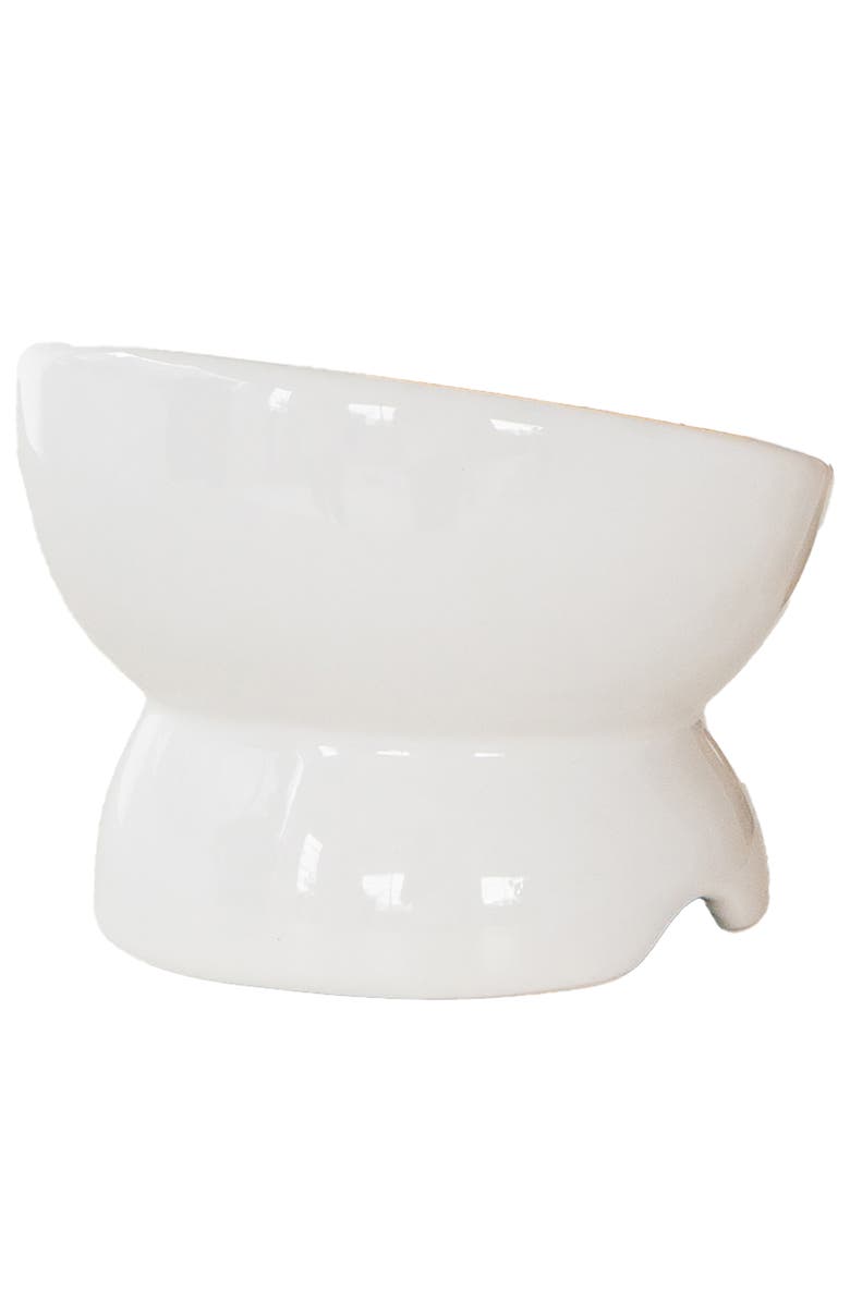 Dexypaws Elevated Ceramic Bowl For Cats 7oz Capacity, Alternate, color, White