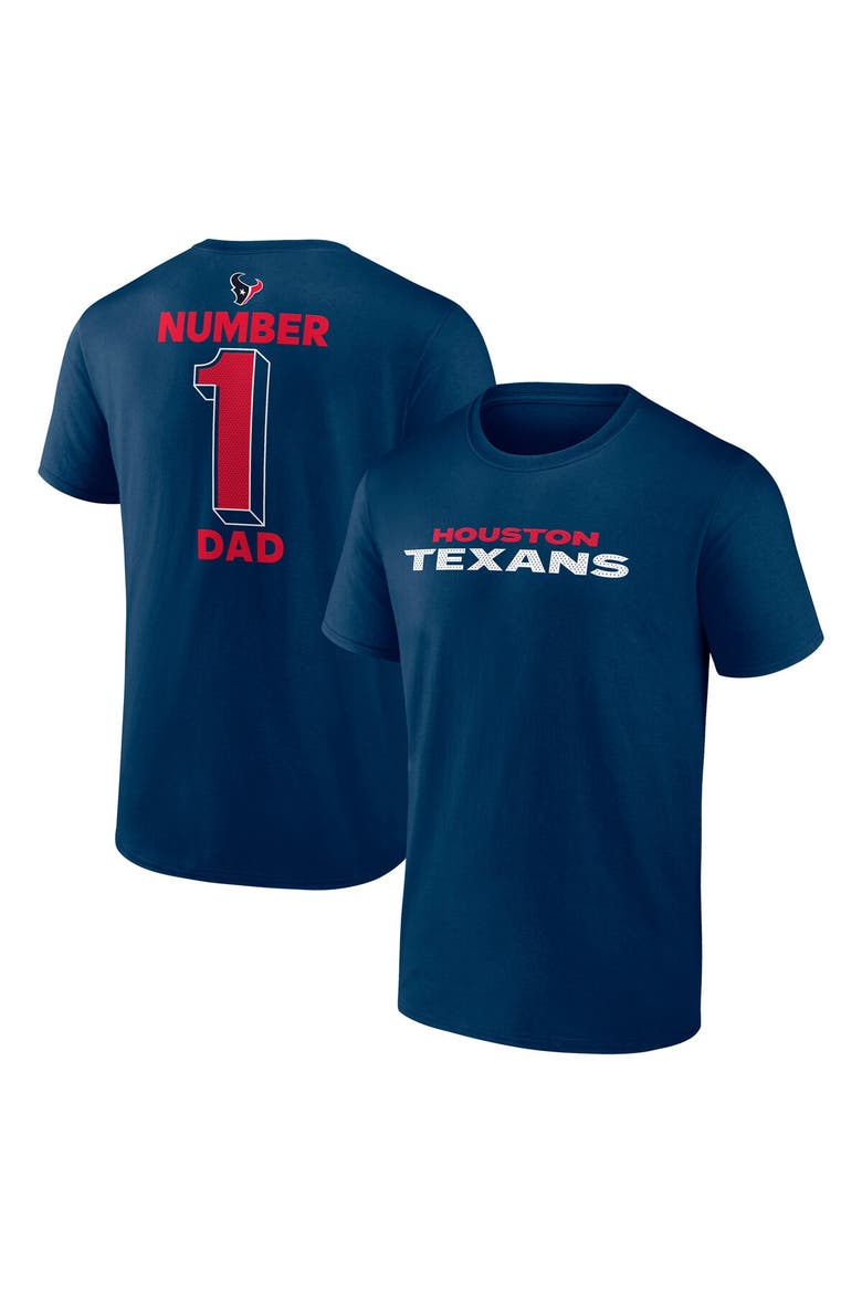 Men's Logo Athletic Navy Houston Texans #1 Dad Jersey T-Shirt, Main, color, Navy