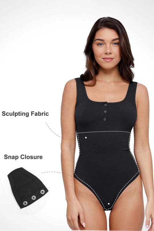 Popilush Shapewear Seamless Modal Henley Tank Bodysuit