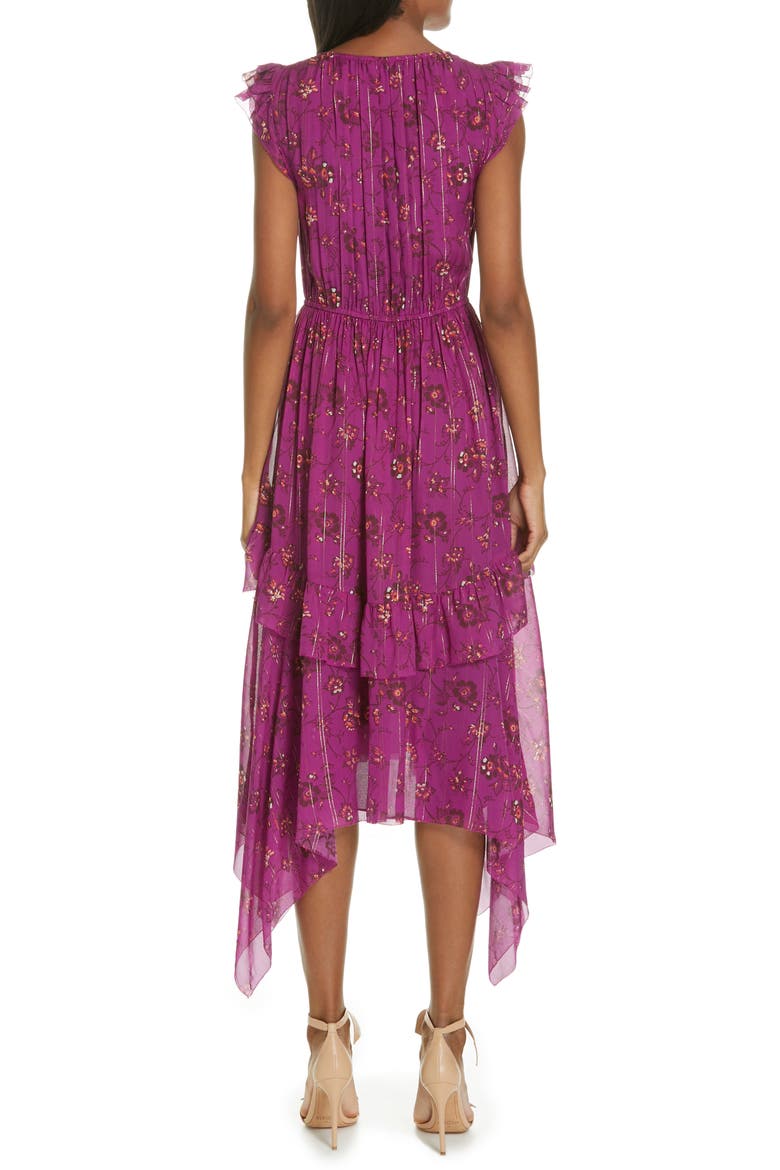 Ciel Floral Print Silk Blend Dress, Alternate, color, MAGENTA