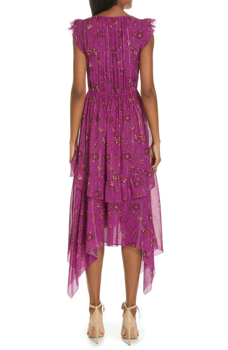Ulla Johnson Ciel Floral Print Silk Blend Dress, Alternate, color, 