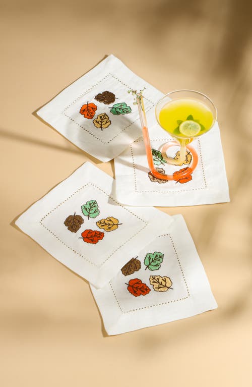 Tiramisu Set Of 4 Embroidered Coasters In Multi
