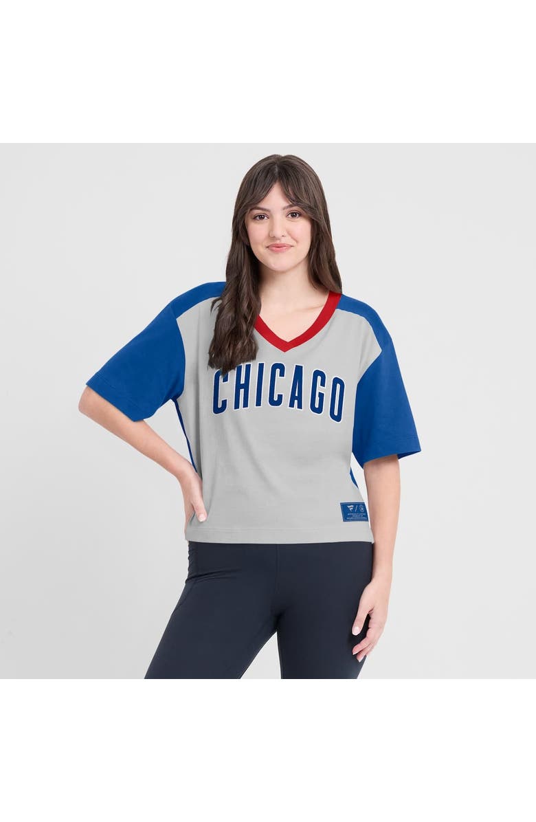 FANATICS Women's Fanatics Royal/Graphite Chicago Cubs Oversized Race To Win V-Neck T-Shirt, Alternate, color, Royal