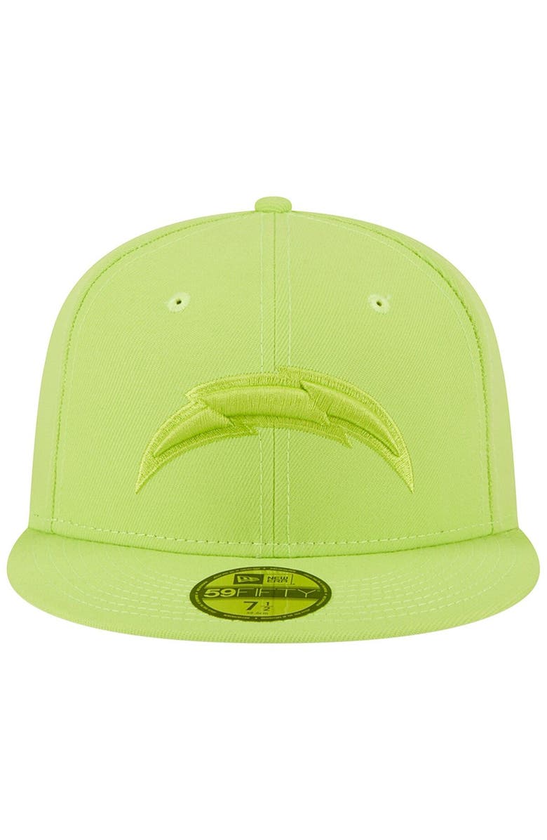 New Era Men's New Era Neon Green Los Angeles Chargers Color Pack Brights 59FIFTY Fitted Hat, Alternate, color, 