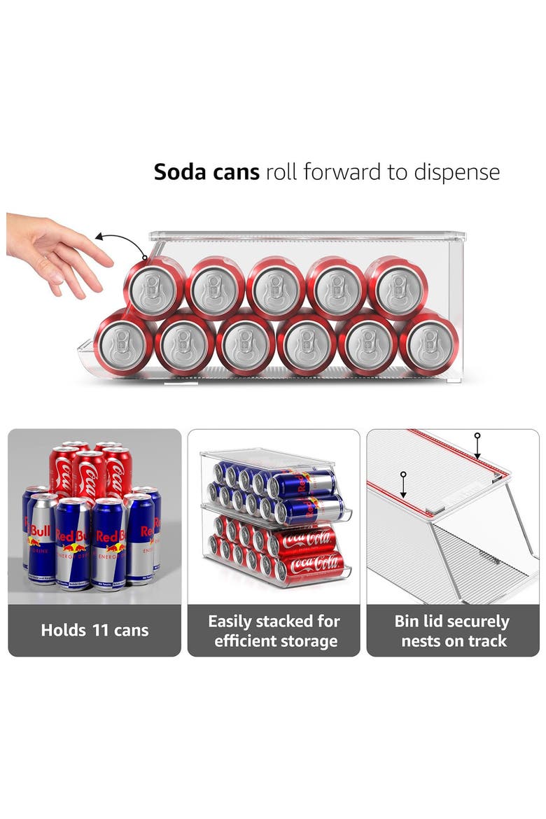 Set of 2 Narrow Can Organizers, Alternate, color, CLEAR