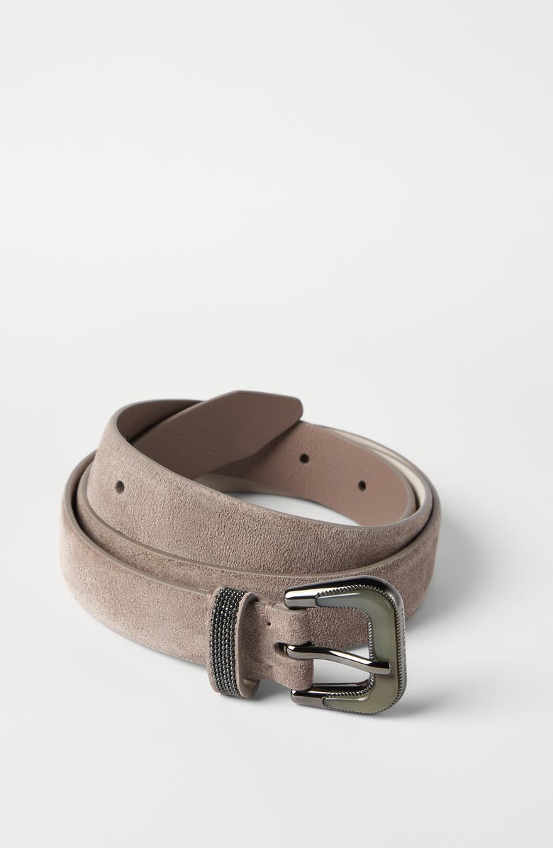 Brunello Cucinelli Suede belt, Alternate, color, Light Brown