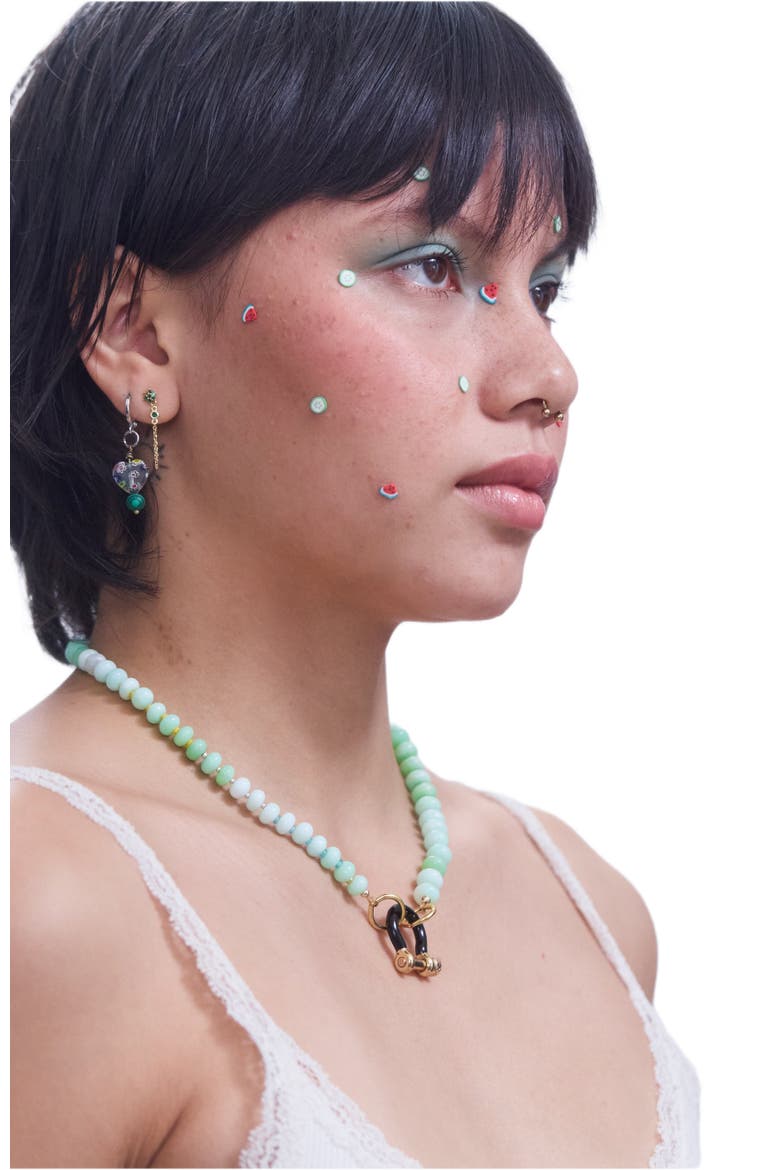 Cass Blue Green Opal Gold Plated Necklace, Alternate, color, Blue-Green