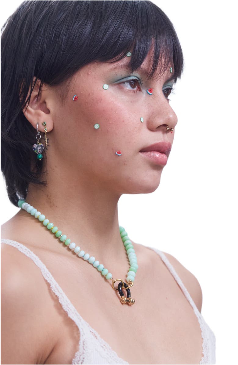 SHOP SPICY DAN Cass Blue Green Opal Gold Plated Necklace, Alternate, color, Blue-Green