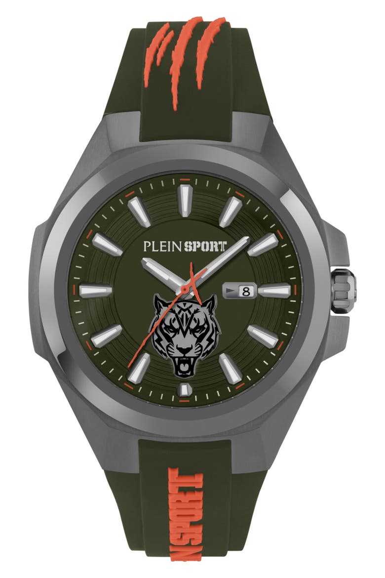 Tigermaster Quartz Silicone Strap Watch, 47mm, Main, color, GUN