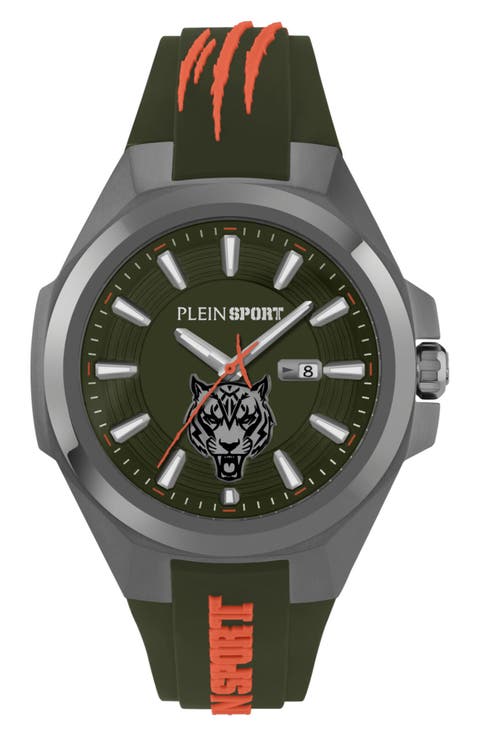 Tigermaster Quartz Silicone Strap Watch, 47mm