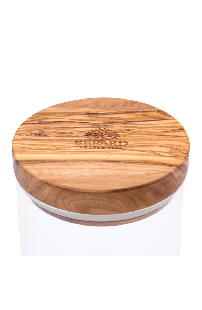 Berard Glass Storage Jar With Olive Wood Lid, 30-ounce, Alternate, color, Brown