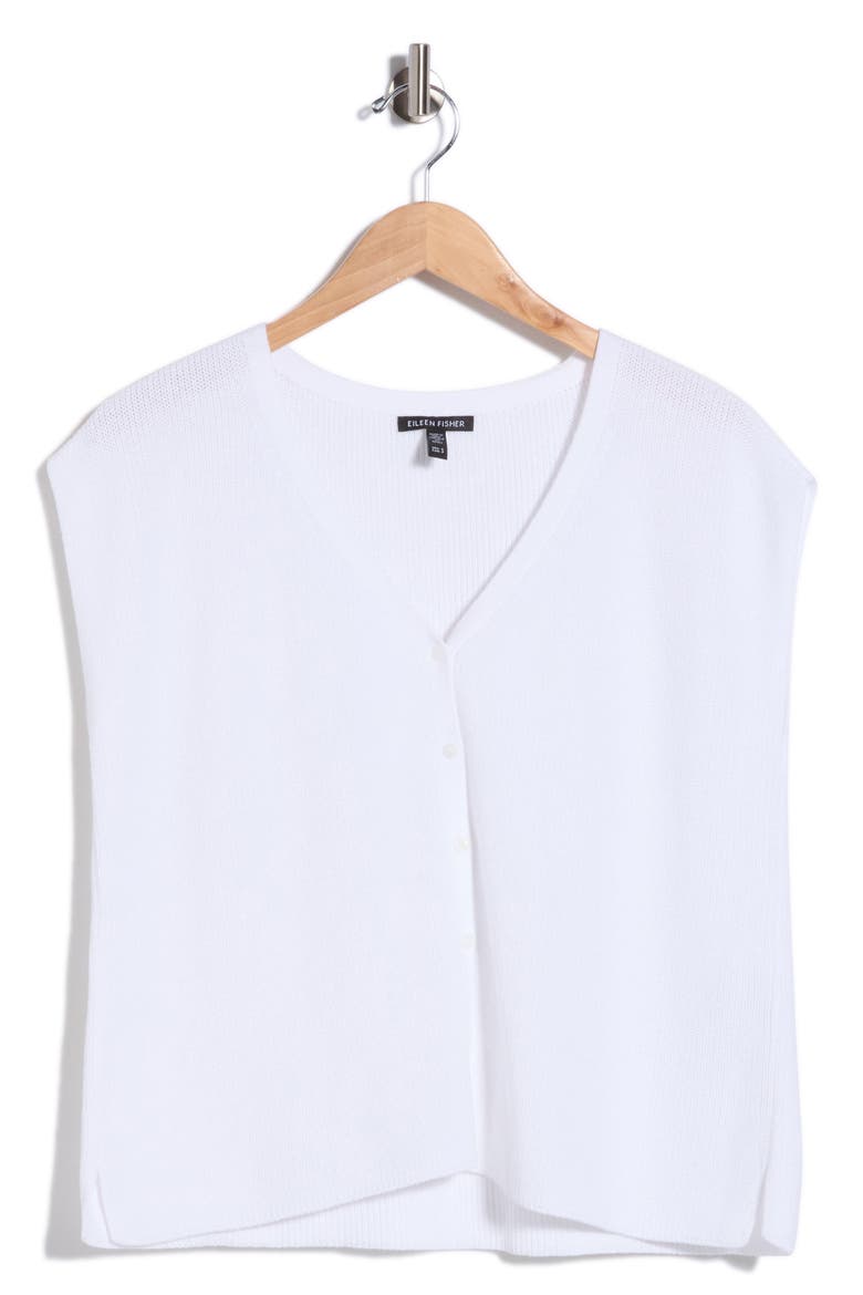 V-Neck Organic Cotton Sweater Vest, Alternate, color, WHITE
