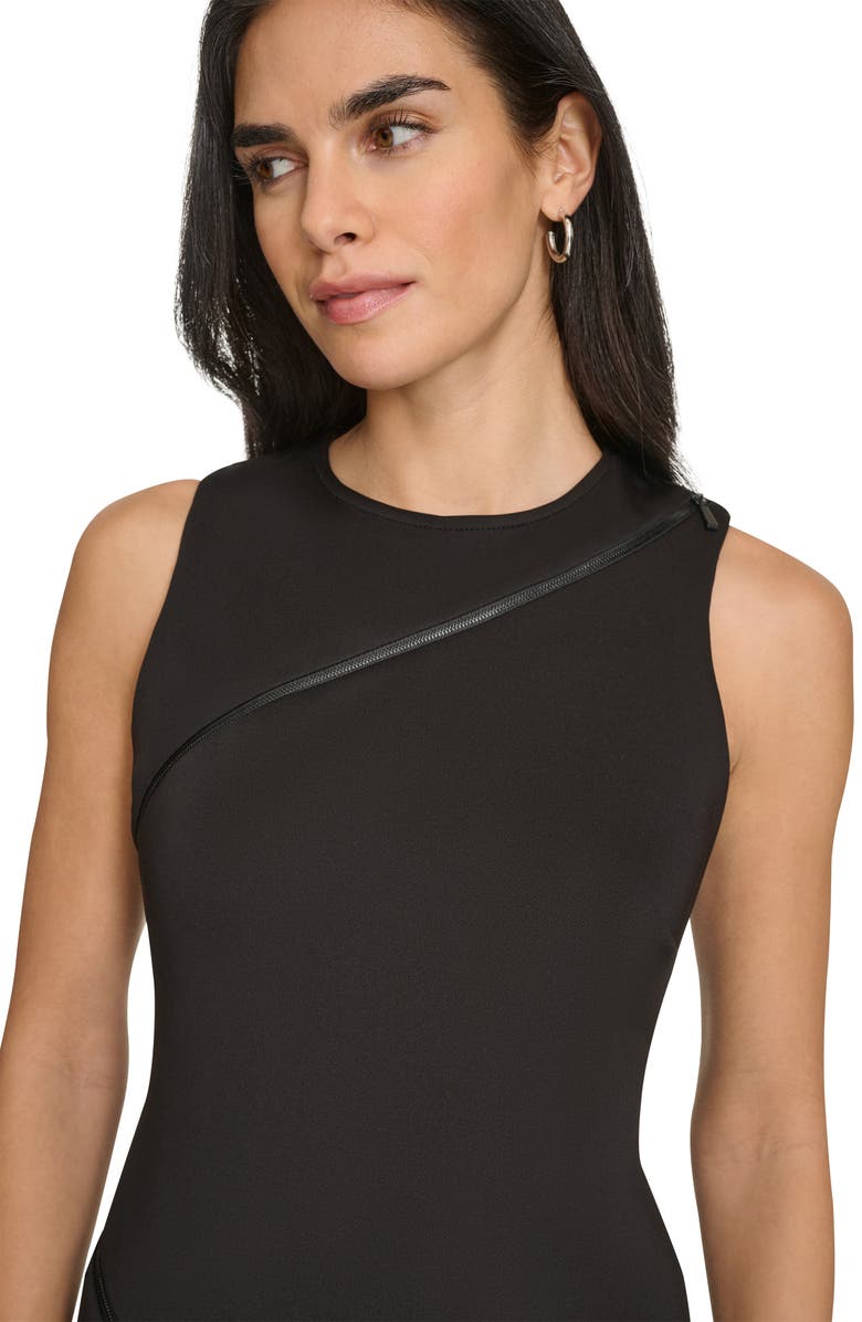Calvin Klein Zipper Trim Sleeveless Midi Sheath Dress, Alternate, color,