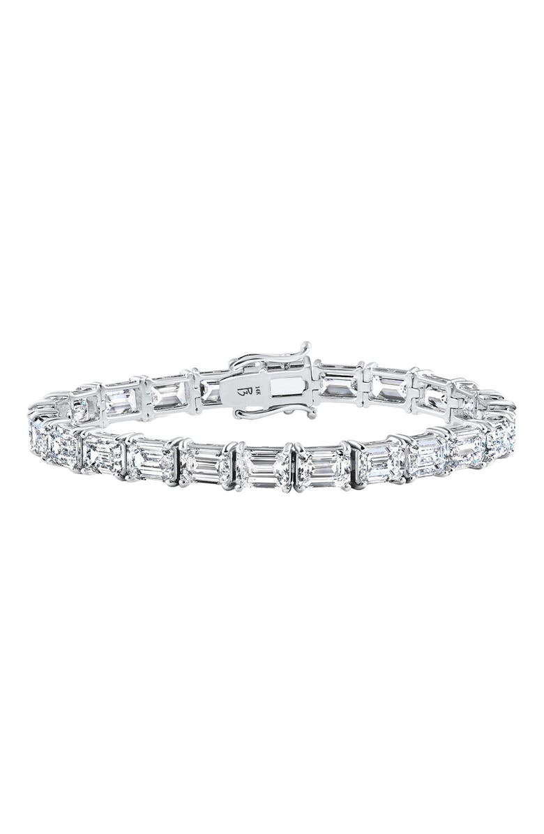 Bliss Diamond 26Ct Emerald Cut Diamond East West Tennis Bracelet 14k Gold Lab Grown 7", Alternate, color, White Gold