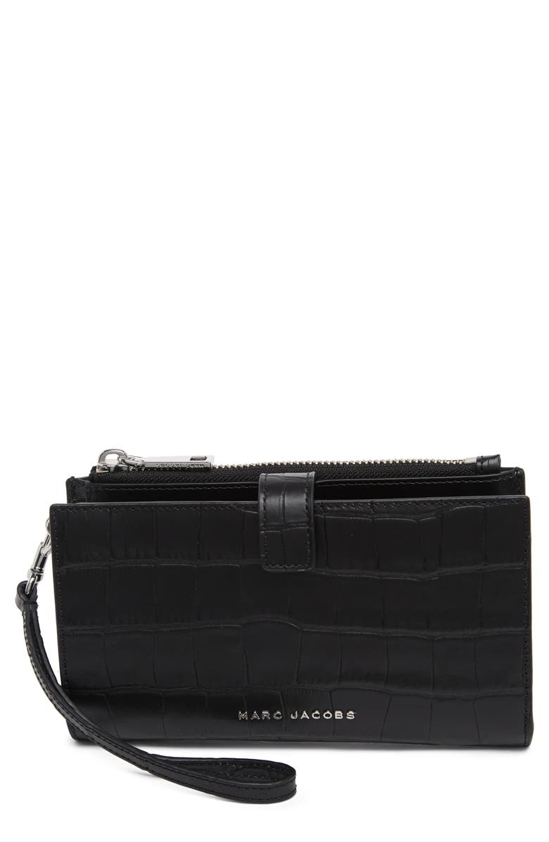 Marc Jacobs BRB Croc Embossed Leather Wristlet, Main, color, 