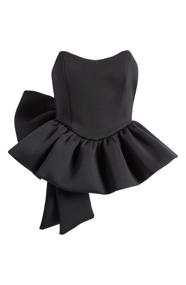 ASOS DESIGN Strapless Peplum Scuba Top, Alternate, color,