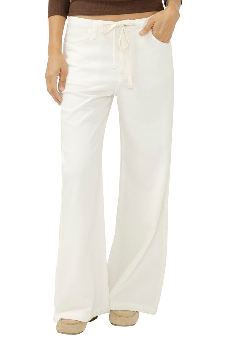 Beach Wide Leg Drawstring Jeans, Main, color, ECRU